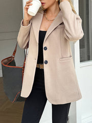 Buttoned Pockets Solid Color Long Sleeves Notched Collar Suit Outerwear