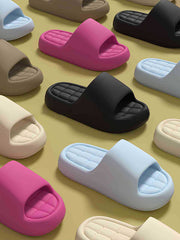 Open Toe Solid Color Slippers Platform Shoes