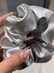 Elasticity Pleated Shiny Solid Color Scrunchy Hair Accessories