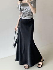 Elasticity Solid Color Mermaid Skirts Bottoms