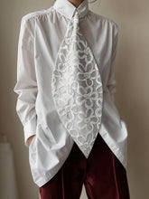 Buttoned Embroidered Solid Color Long Sleeves Loose Shawl Collar Blouses&Shirts Tops