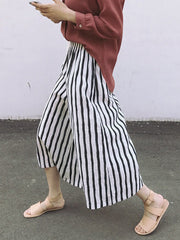 Striped Loose Wide Leg Casual Pants Bottoms