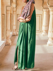 Chains See-Through Split-Front Split-Joint Loose Sleeveless One-Shoulder Maxi Dresses