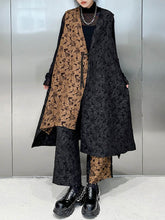 Jacquard A-Line High-Low Asymmetric Contrast Color Vest Top + Elasticity Pants Bottom Two Pieces Set