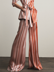 Striped Loose Wide Leg Trousers Casual Pants Bottoms