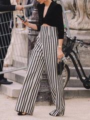 Striped Loose Wide Leg Trousers Casual Pants Bottoms