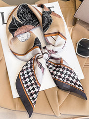 Floral Printed Houndstooth Square Scarfs&Hats