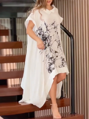 Asymmetric Printed High-low Loose Maxi Dresses