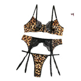 2025 Leopard Lace Spliced Sensual Bra&Briefs Suits Porno Strapless Corset Suit Lingerie Club Sheaths