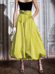 Flared Pants Loose No Belt Solid Color Knickerbockers Pants Trousers