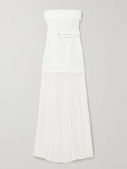 Bandeau Sleeveless Belted Pleated Solid Color Split-Joint Zipper Tube Evening Dresses Maxi Dresses