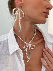 Bowknot Necklaces Accessories + Drop Earrings