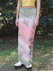 Animal Printed Gradient Split-Joint Bodycon Skirts Bottoms