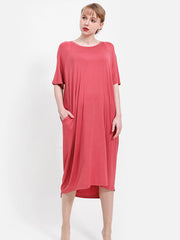 Modal Asymmetric Short Sleeve Loose Oversize Pajamas Dress
