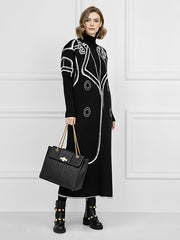 False Two Long Sleeves Print Half Turtleneck Midi Dresses Sweater Dresses