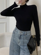 Pleated Split-Joint Long Sleeves Skinny High Neck T-Shirts