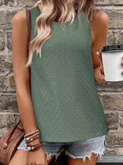 Solid Color Loose Sleeveless Round-Neck Vest Top