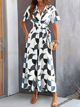 Buttoned Contrast Color Tied Waist High Waisted Loose V-Neck Jumpsuits