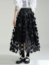Mesh Polka-Dot Solid Color Split-Joint A-Line High Waisted Skirts Bottoms