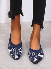 Breathable Contrast Color Pointed-Toe V-Cut Flats Flat Shoes