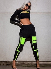 Zipper Hollowed Long Sleeves Tees&Pants Patchwork Suits