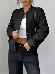 Buttoned Elasticity Pockets Solid Color Long Sleeves Collarless Jackets&Coats