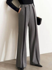 Contrast Color Split-Joint Column Trousers Suit Pants