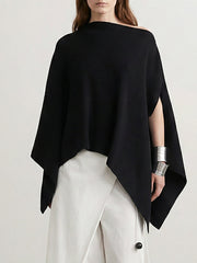 Asymmetric Solid Color Batwing Sleeves Loose One-Shoulder Blouses&Shirts Tops