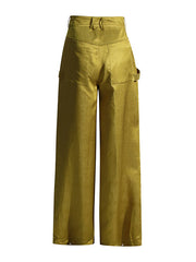 Pockets Solid Color Loose Wide Leg Trousers Casual Pants Bottoms
