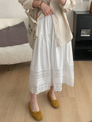 Hollow Solid Color Split-Joint A-Line High Waisted Skirts