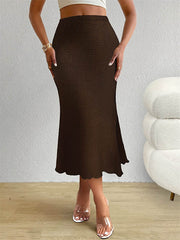 Elasticity Solid Color High Waisted Loose Skirts