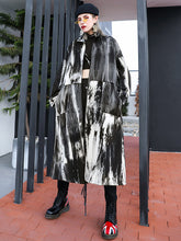 Casual Loose Long Sleeves Drawstring Tie-Dyed Zipper Outerwear
