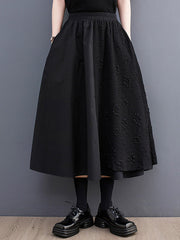 Jacquard Solid Color Split-Joint A-Line Loose Skirts Bottoms