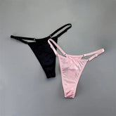 2PCS Lingerie Adjustable Thongs Seamless Satin G-string Sports Low Rise T-back Bow Panties Plus Size