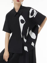 Printed Loose Short Sleeves Lapel Shirts Tops