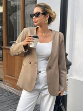 Buttoned Solid Color Split-Joint Long Sleeves Loose Collarless Outerwear Blazer