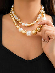Beaded Contrast Color Dainty Necklace Accessories Two Pieces