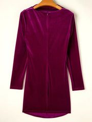 Solid Color Zipper Wrap Stand Collar Mini Dresses