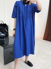 Original Solid Round-Neck Shirt Dress