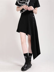 Stylish Irregular Split-Joint Black Skirt
