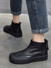 Round-Toe Zipper Boots