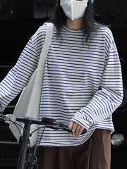 Striped Long Sleeves Round-neck T-Shirts Tops