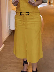 Split-front Split-Joint Tied Waist High Waisted Loose Skirts
