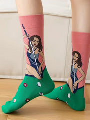 Contrast Color Figure Split-Joint Sweat-Absorbing Socks Accessories