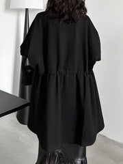 Drawstring Solid Color Long Sleeves Loose Square-Neck Trench Coats Outerwear