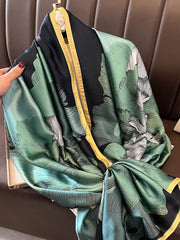 Chic Printed Contrast Color Silk Imitation Warm Shawl&Scarf