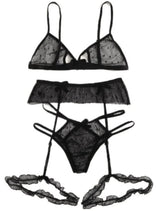3 Piece Set Westerns Mesh See Through Bra Panties Belt