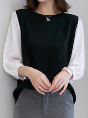 Split-Joint False Two Loose Round-neck T-Shirts Tops
