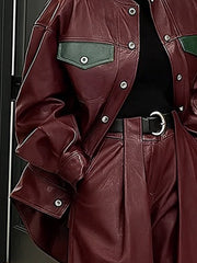 Buttoned Pockets Solid Color Long Sleeves Loose Round-Neck Outerwear Jackets