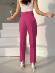 Split-Front Split-Joint High Waisted Loose Trousers Suit Pants